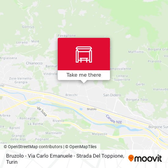 Bruzolo - Via Carlo Emanuele - Strada Del Toppione map