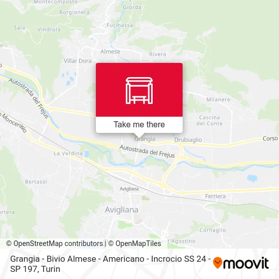 Grangia - Bivio Almese - Americano - Incrocio SS 24 - SP 197 map