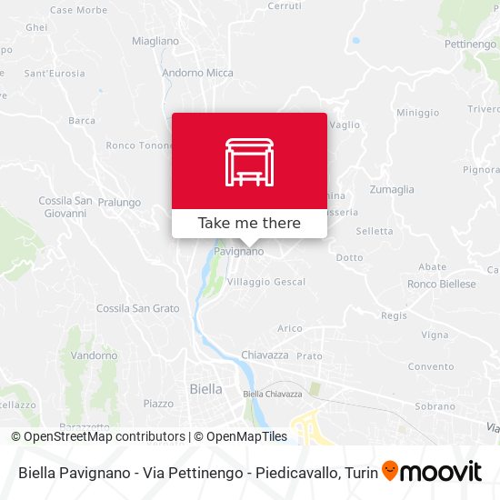 Biella Pavignano - Via Pettinengo - Piedicavallo map