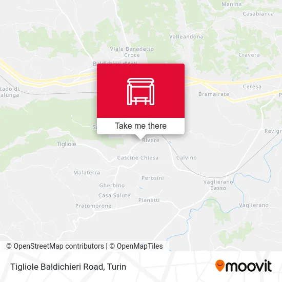 Tigliole Baldichieri Road map