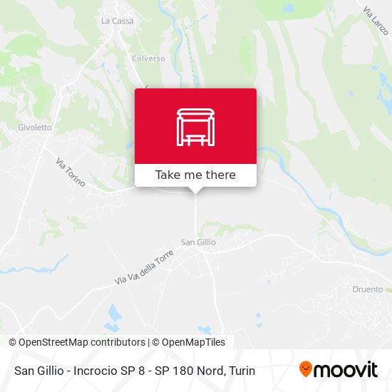 San Gillio - Incrocio SP 8 - SP 180 Nord map