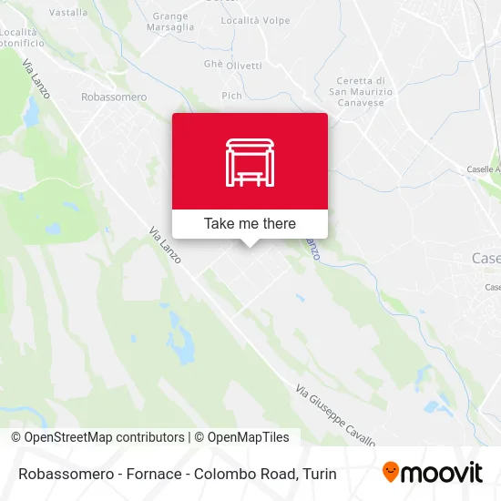 Robassomero - Fornace - Colombo Road map