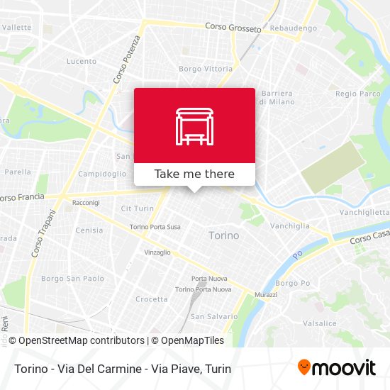 Torino -  Via Del Carmine - Via Piave map
