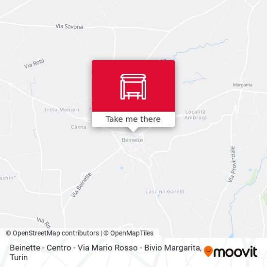Beinette - Centro - Via Mario Rosso - Bivio Margarita map