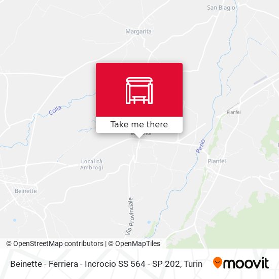 Beinette - Ferriera - Incrocio SS 564 - SP 202 map