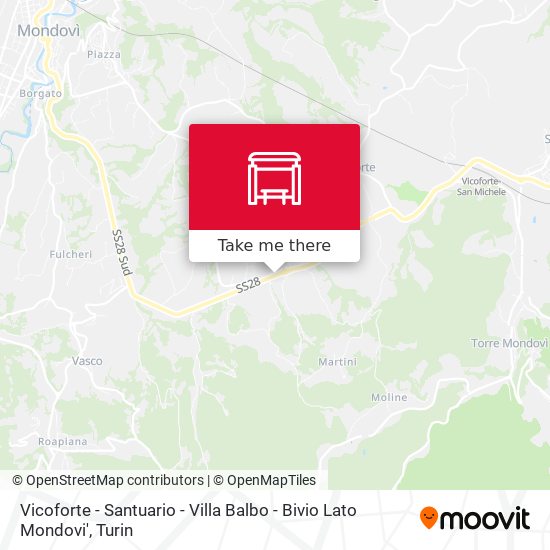 Vicoforte - Santuario - Villa Balbo - Bivio Lato Mondovi' map