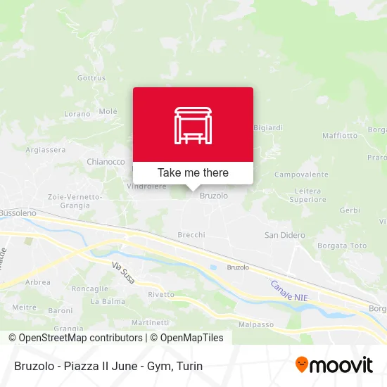 Bruzolo - Piazza II June - Gym map