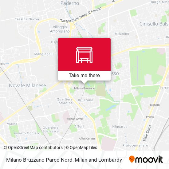 Milano Bruzzano Parco Nord map