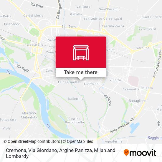 Cremona, Via Giordano, Argine Panizza map