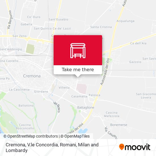 Cremona, V.le Concordia, Romani map