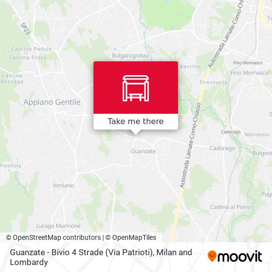 Guanzate - Bivio 4 Strade (Via Patrioti) map