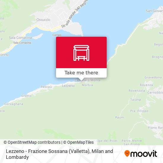 Lezzeno - Frazione Sossana (Valletta) map