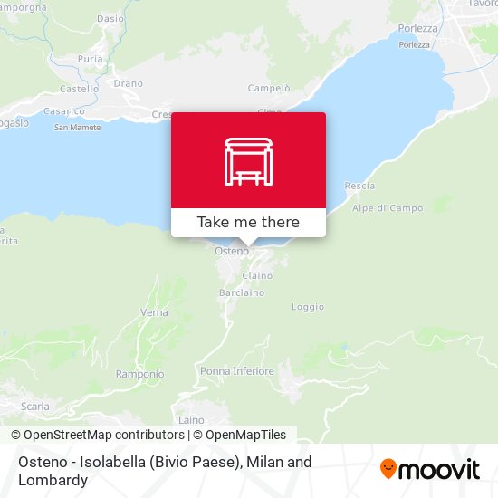 Osteno - Isolabella (Bivio Paese) map