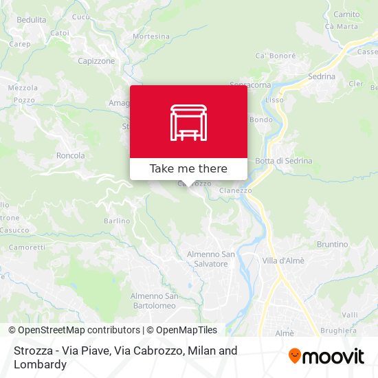 Strozza - Via Piave, Via Cabrozzo map