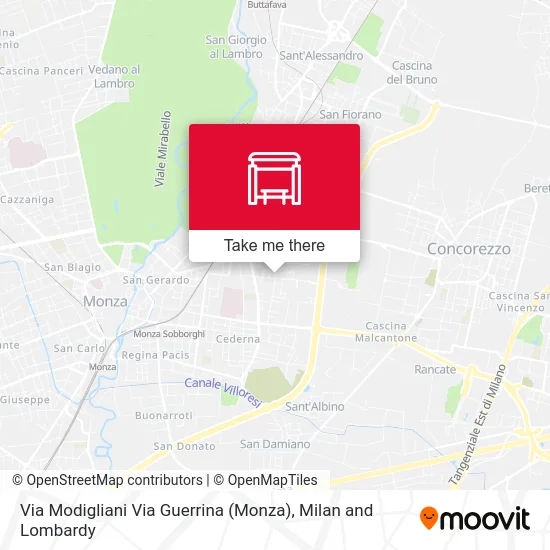 Modigliani Street Guerrina Street (Monza) map