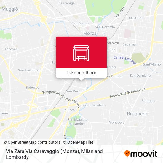 Via Zara Via Caravaggio (Monza) map