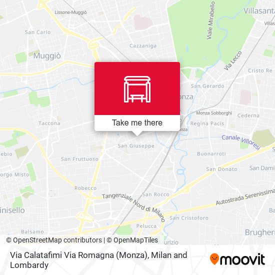 Via Calatafimi Via Romagna (Monza) map