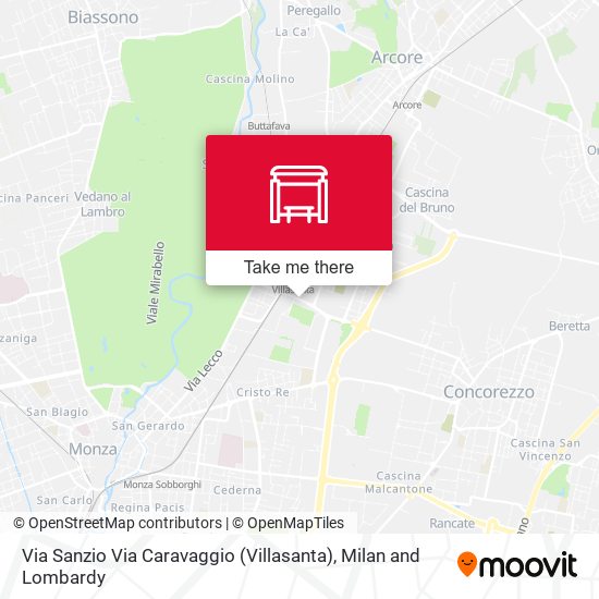 Via Sanzio Via Caravaggio (Villasanta) map