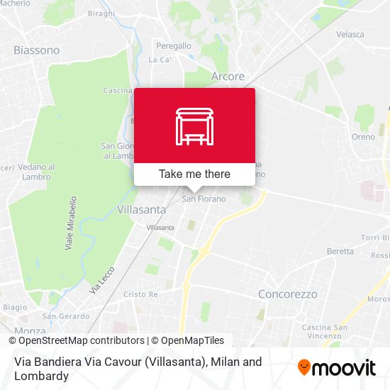 Via Bandiera Via Cavour (Villasanta) map