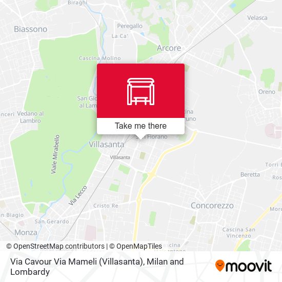 Via Cavour Via Mameli (Villasanta) map