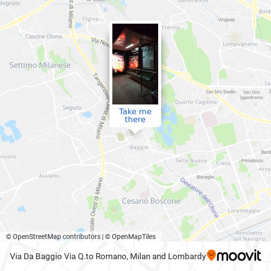 Via Da Baggio Via Q.to Romano map