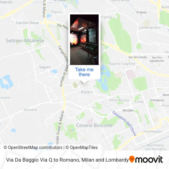 Via Da Baggio Via Q.to Romano map