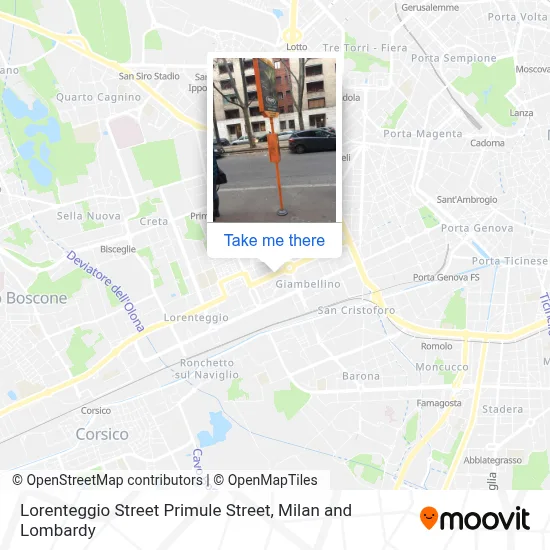 Lorenteggio Street Primule Street map