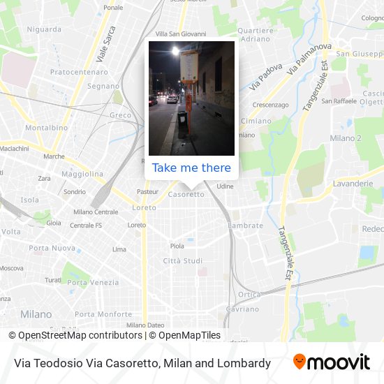 Via Teodosio Via Casoretto map