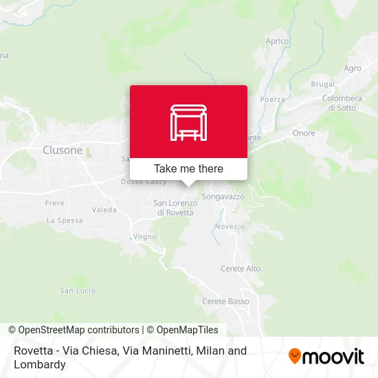 Rovetta - Church Street, Maninetti Street map