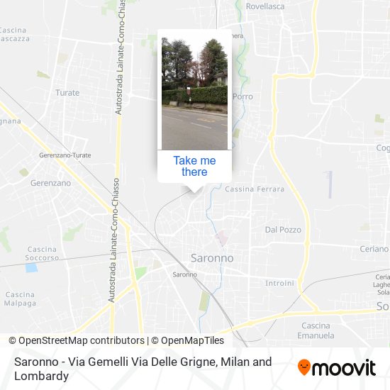 Saronno - Via Gemelli Via Delle Grigne map