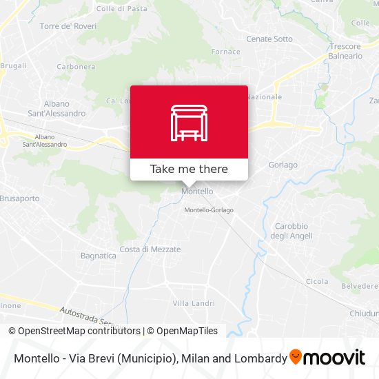 Montello - Via Brevi (Municipio) map