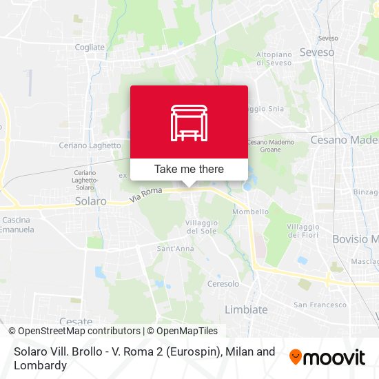 Solaro Vill. Brollo - V. Roma 2 (Eurospin) map