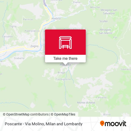 Poscante - Via Molino map