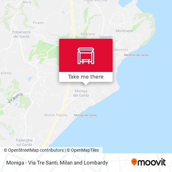 Moniga - Via Tre Santi map