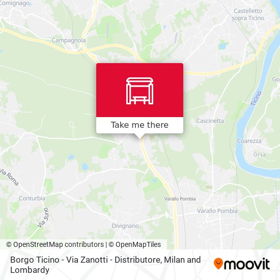 Borgo Ticino - Via Zanotti - Distributore map