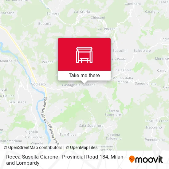 Rocca Susella Giarone - Provincial Road 184 map