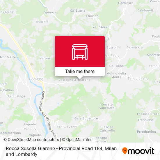 Rocca Susella Giarone - Provincial Road 184 map