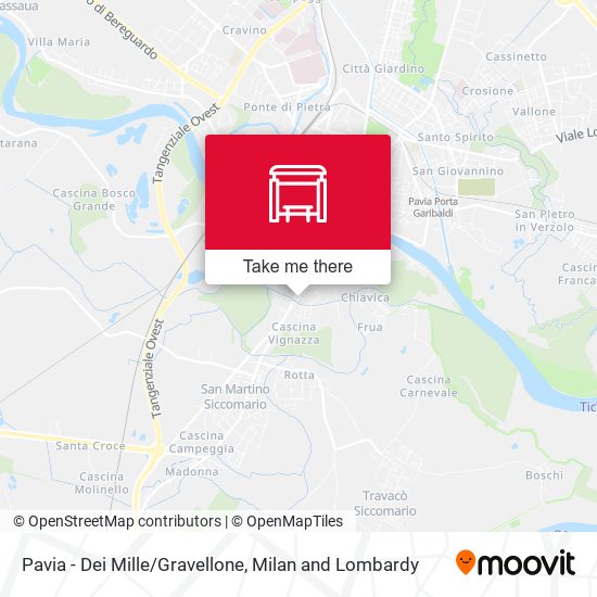 Pavia - Dei Mille/Gravellone map