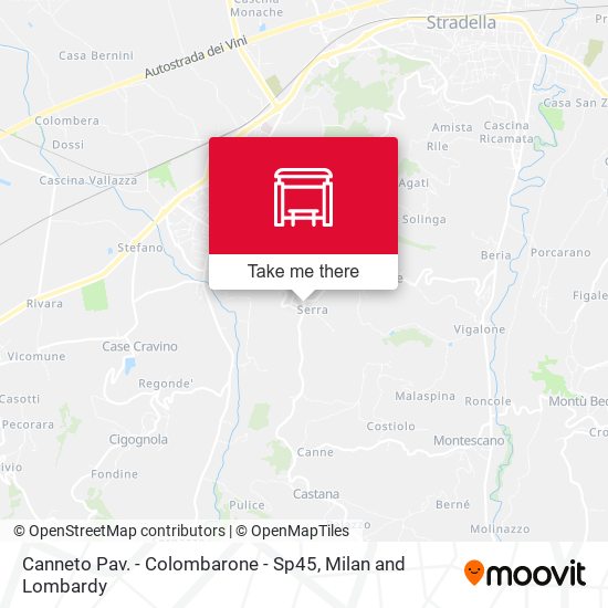 Canneto Pav. - Colombarone - Sp45 map