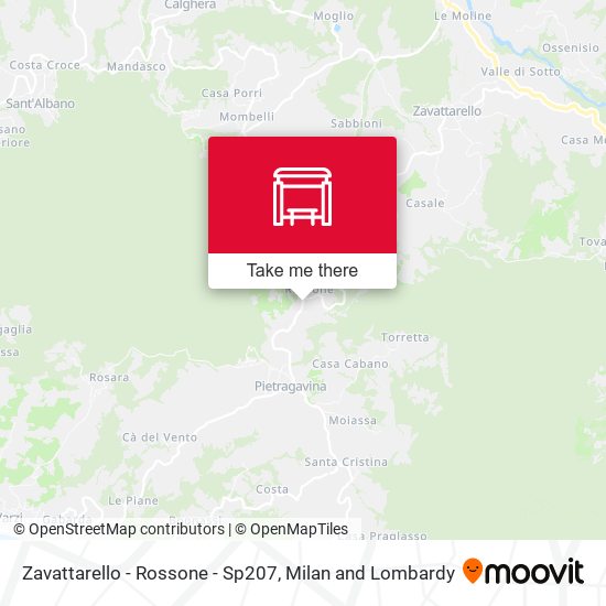 Zavattarello - Rossone - Sp207 map