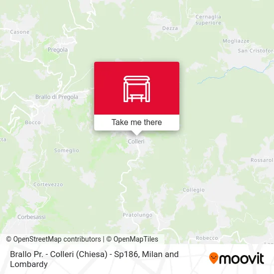 Brallo Pregola - Colleri (Church) - SP186 map