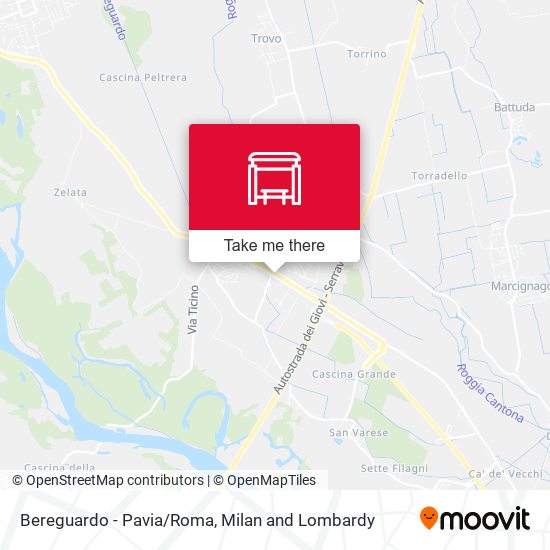 Bereguardo - Pavia/Roma map
