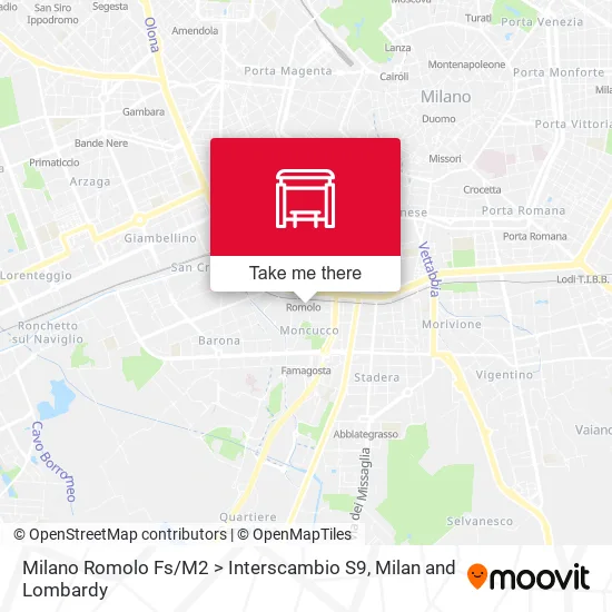 Milano Romolo Fs / M2 > Interscambio S9 map