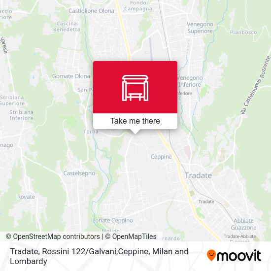 Tradate, Rossini 122 / Galvani,Ceppine map