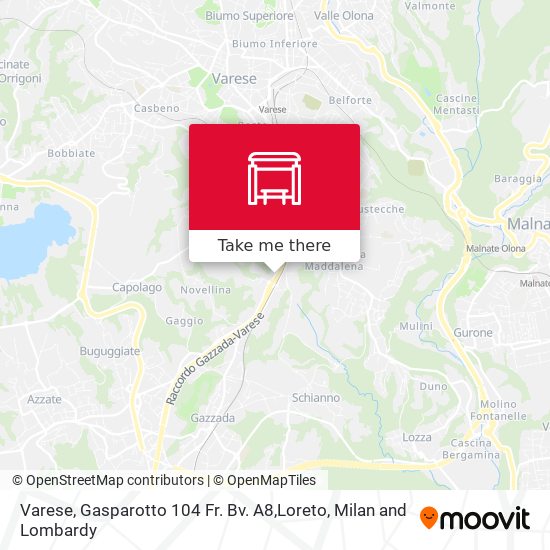 Varese, Gasparotto 104 Fr. Bv. A8,Loreto map