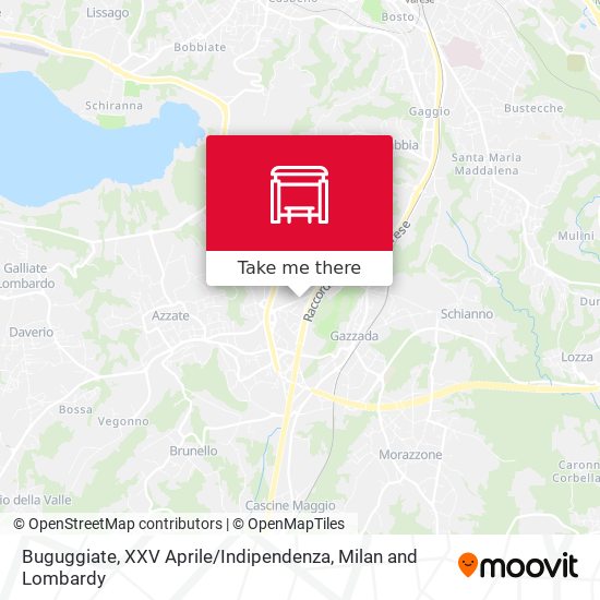 Buguggiate, XXV Aprile / Indipendenza map