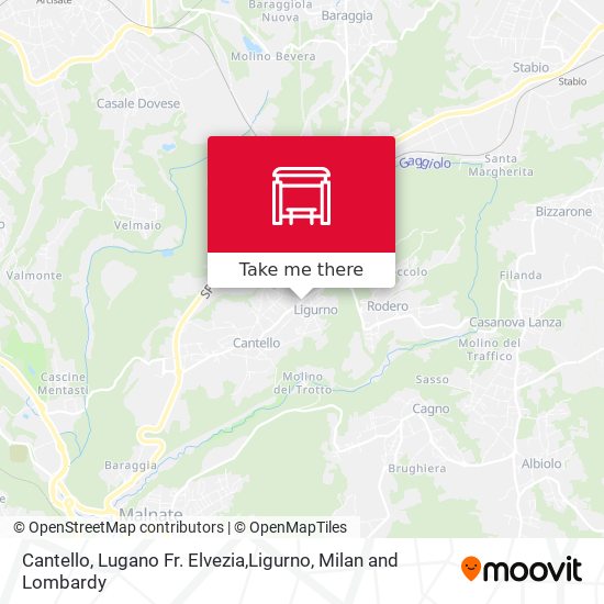 Cantello, Lugano Fr. Elvezia,Ligurno map