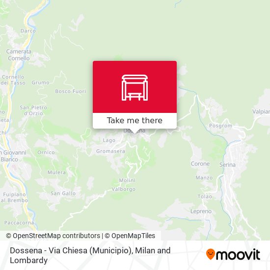 Dossena - Via Chiesa (Municipio) map