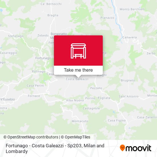 Fortunago - Costa Galeazzi - Sp203 map