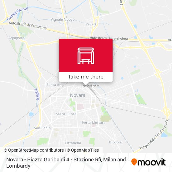 Novara - Piazza Garibaldi  4 - Stazione Rfi map